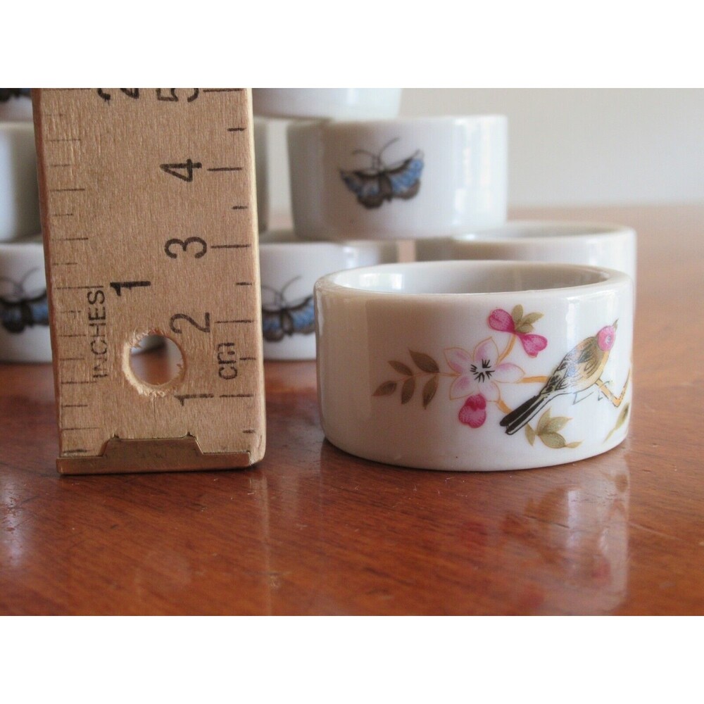 12x Shafford Chinese Garden Napkin Rings Fine China Bird Flower Butterfly Japan - Picture 7 of 11